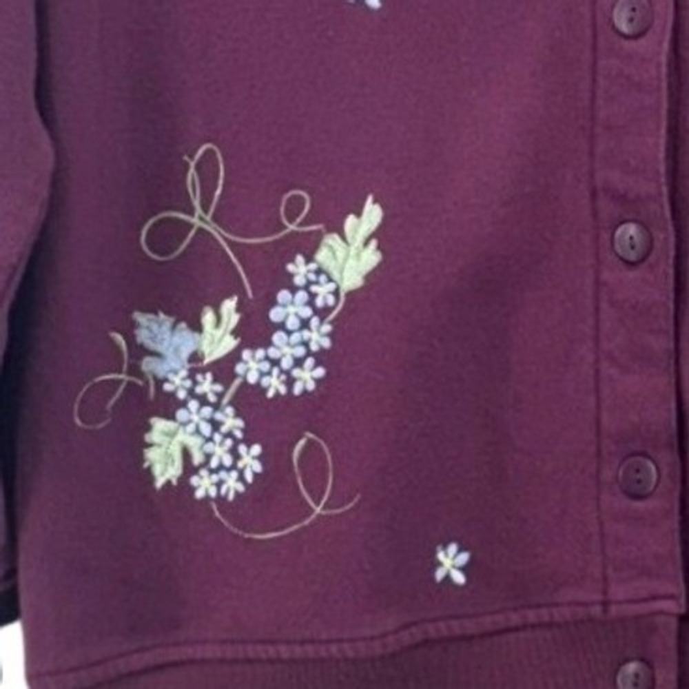 Vintage Embroidered Jog Set Size 1X Straight Leg Wine Cottagecore Fall Cozy Warm - Picture 4 of 15